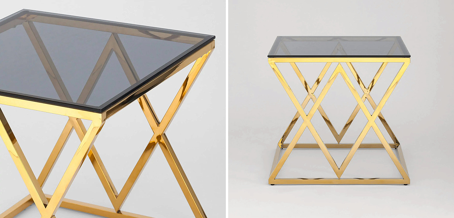Стол приставной Geometry Rhombus Gold Стол приставной Geometry Rhombus Gold - Loft-Concept в Воронеже
