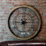 Часы настенные деревянные с римскими цифрами чёрного цвета Clock with History варинант исполнения - 2 | Loft Concept в Воронеже