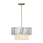 Люстра круглая с подвесками из текстурированного стекла молочного цвета Hinkley варинант исполнения - 9 | Loft Concept в Воронеже