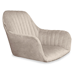 Барный стул со спинкой и подлокотниками на 4-х коричневых деревянных ножках Бежевый Велюр Ava Charm варинант исполнения - 5 | Loft Concept в Воронеже