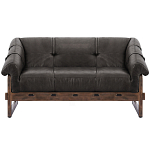 Двухместный диван Duncan винтажная черная кожа варинант исполнения - 1 | Loft Concept в Воронеже