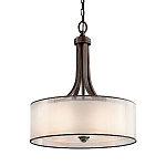 Люстра подвесная с двойным круглым плафоном из органзы и матового стекла Kichler варинант исполнения - 5 | Loft Concept в Воронеже