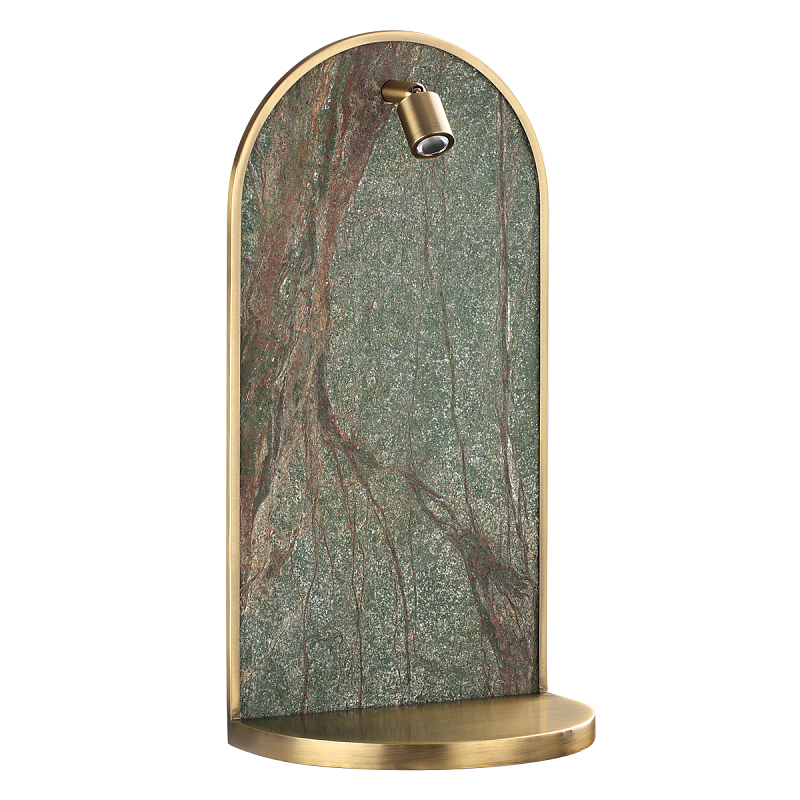 Настенный светильник зеленого цвета с бронзовой рамкой овальной формы с полкой Herbarium  Бронза Зеленый в Воронеже | Loft Concept 