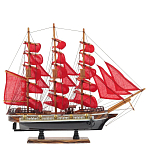 Декоративная модель деревянного парусника с красными парусами в подарочной упаковке With The low варинант исполнения - 1 | Loft Concept в Воронеже