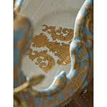 Чаша голубого цвета с оранментом и и бронзовыми фигурами леопардов Eden Garden варинант исполнения - 11 | Loft Concept в Воронеже