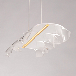 Люстра линейная с 3-мя белыми волнистыми плафонами Wave Line варинант исполнения - 7 | Loft Concept в Воронеже