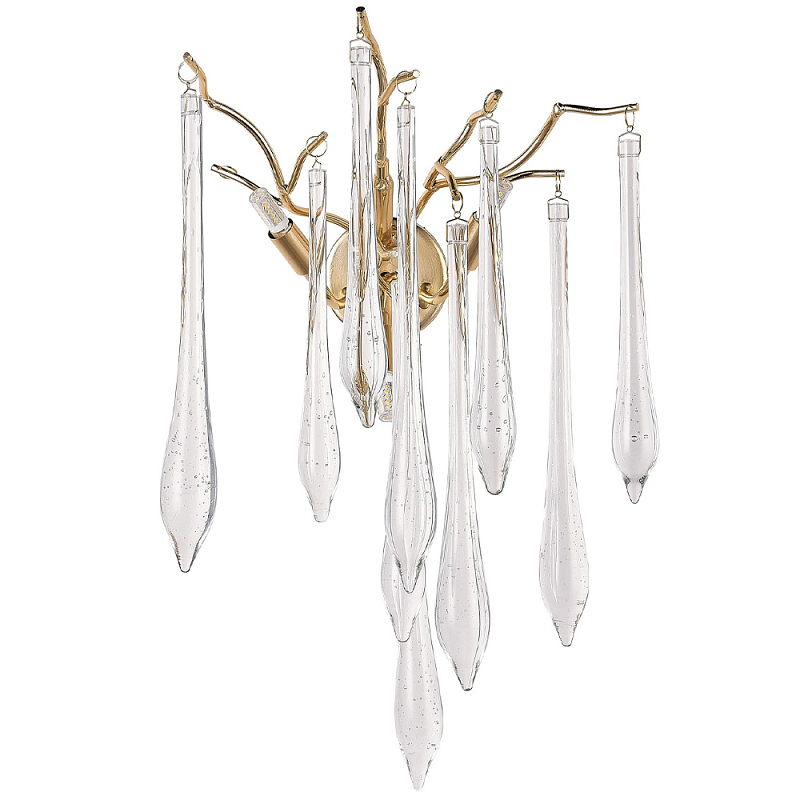 Бра с хрустальными подвесками в виде капель Droplet Crystal Gold Wall Lamp Золотой Прозрачный Бра с хрустальными подвесками в виде капель Droplet Crystal Gold Wall Lamp Золотой Прозрачный в Воронеже | Loft Concept
