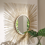 Зеркало-солнце круглое с золотыми лучам Sunrise варинант исполнения - 1 | Loft Concept в Воронеже