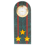 Часы погон ВС подарочные настольные из натурального камня Змеевик Military Clock варинант исполнения - 4 | Loft Concept в Воронеже