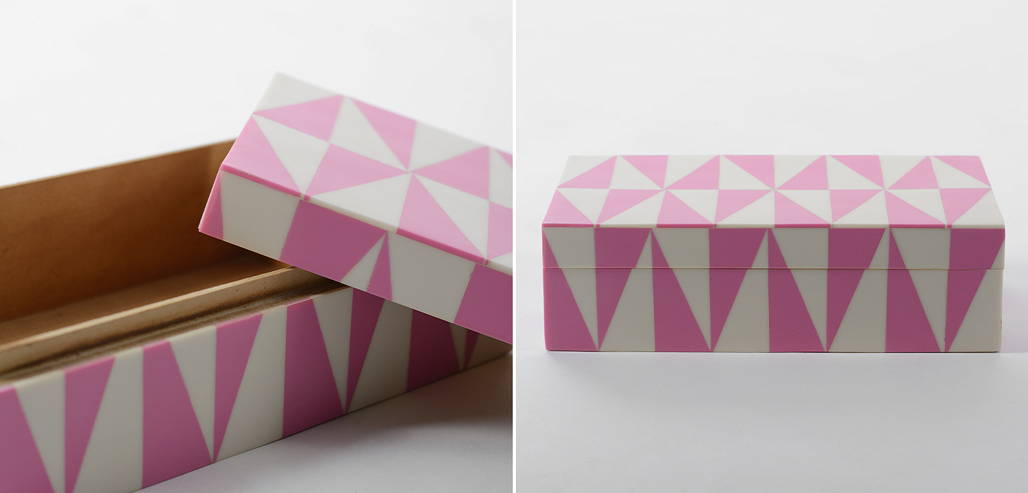 Шкатулка Pink Triangles Bone Inlay Box Шкатулка Pink Triangles Bone Inlay Box - Loft-Concept в Воронеже