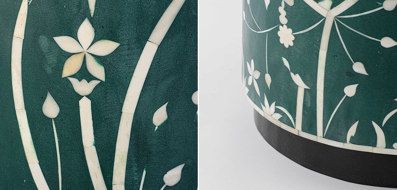 Табурет Green Flower Indian Bone Inlay stool Табурет Green Flower Indian Bone Inlay stool - Loft-Concept в Воронеже