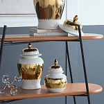 Ваза белая с крышкой и золотистыми фрагментами 24 см Chinoiserie Ceramics варинант исполнения - 4 | Loft Concept в Воронеже