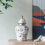 Ваза с нежным цветочным узором в пастельных тонах и крышкой с золотым акцентом Chinoiserie Ceramics варинант исполнения - 5 | Loft Concept в Воронеже