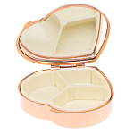 Таблетница карманная в форме сердца с 3-мя отделениями с зеркалом и накладкой из натурального камня Лепидолит Red Gold Stone Pillboxes варинант исполнения - 3 | Loft Concept в Воронеже