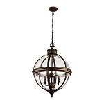 Подвесной светильник бронзового цвета с прозрачным стеклянным плафоном в форме шара в индустриальном стиле на цепи 4 лампы Feiss варинант исполнения - 2 | Loft Concept в Воронеже