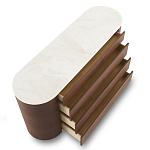 Дизайнерский комод овальной формы с белой столешницей и 4-мя ящиками Gioli варинант исполнения - 1 | Loft Concept в Воронеже