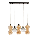 Люстра с 3-мя плафонами волнообразной формы цвета янтарь и 2-мя прозрачными шарообразными плафонами Lucid Rain  варинант исполнения - 2 | Loft Concept в Воронеже
