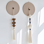 Аксессуар на стену диск с деревянными бусинами Wall Decor Thread Disc  варинант исполнения - 1 | Loft Concept в Воронеже
