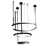 Люстра подвесная с 3-мя кольцами из кожаных ремней черного цвета Half Ring Horizontal  варинант исполнения - 2 | Loft Concept в Воронеже