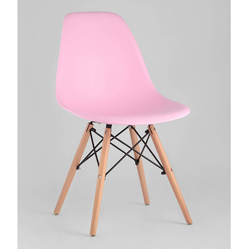 Пластиковый стул на ножках из массива бука Eames Pink Розовый Древесина в Воронеже | Loft Concept 
