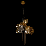 Люстра подвесная со стеклянными плафонами из дымчатого и золотистого с тремя вертикальными подвесками Gilded Mirage  варинант исполнения - 6 | Loft Concept в Воронеже