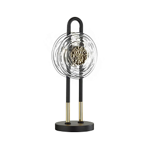 Настольная лампа черного цвета с круглым прозрачным стеклянным плафоном Virelia 