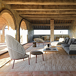 Дизайнерский кофейный стол из дерева с керамической столешницей уличный SWAY Coffee Table варинант исполнения - 9 | Loft Concept в Воронеже