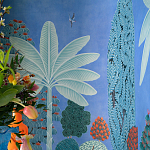 Обои ручная роспись Malwa Special Colourway on blue painted Xuan paper варинант исполнения - 2 | Loft Concept в Воронеже