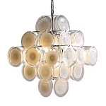 Люстра  с каскадом из круглых декоративных элементов  White Clear Glass Chandelier варинант исполнения - 6 | Loft Concept в Воронеже
