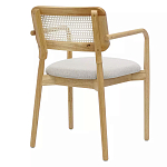 Стул обеденный с мягким сиденьем и спинкой из плетеного ротанга Wood and Textile Chair варинант исполнения - 3 | Loft Concept в Воронеже