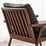 Кресло c каркасом из массива дерева и мягкой кожаной обивкой Walnut Armchair варинант исполнения - 9 | Loft Concept в Воронеже