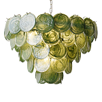 Люстра из зеленых стеклянных дисков с перламутровым эффектом Green Glowing Glaze варинант исполнения - 6 | Loft Concept в Воронеже
