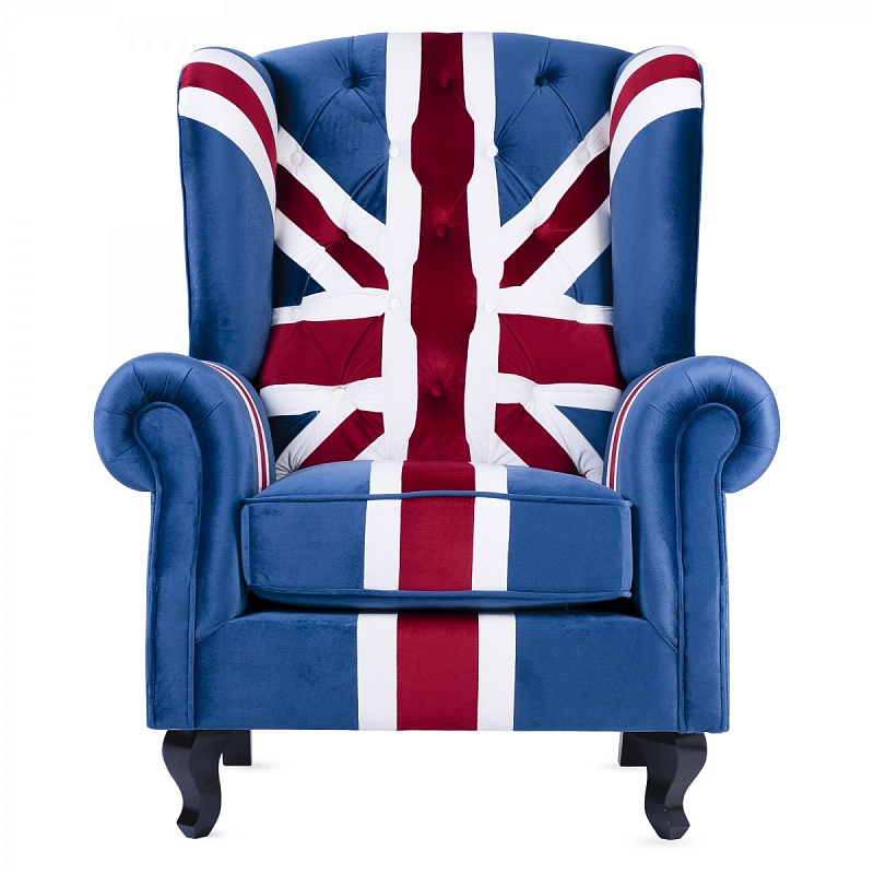 Кресло Armchair Union Jack velvet Белый Синий Красный Кресло Armchair Union Jack velvet Белый Синий Красный в Воронеже | Loft Concept