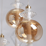 Люстра с плафонами из прозрачного и янтарного стекла в виде шаров и ромбов Gabriel Scott Luna варинант исполнения - 9 | Loft Concept в Воронеже