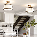 Потолочный светильник со светлым текстильным абажуром Hinkley варинант исполнения - 10 | Loft Concept в Воронеже