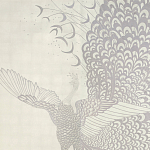 Обои ручная роспись в стиле Арт-деко Whistler Peacocks Special Colourway on 12 Carat White Gold gilded silk варинант исполнения - 2 | Loft Concept в Воронеже