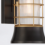 Настенный фонарь цилиндрической формы с рифленым стеклом в золотом каркасе на черном прямоугольном основании Eurofase варинант исполнения - 14 | Loft Concept в Воронеже