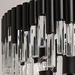 Люстра круглая из матового черного металла с подвесками из прозрачных стеклянных трубок Noir Tubes варинант исполнения - 7 | Loft Concept в Воронеже