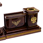 Настольный письменный набор с часами и визитницами из природного камня обсидиана Royal Present варинант исполнения - 3 | Loft Concept в Воронеже