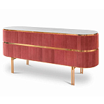 Дизайнерский комод овальный с розовой бархатной обивкой Edith варинант исполнения - 1 | Loft Concept в Воронеже