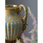 Ваза голубого цвета из фарфора с золотым растительным орнаментом и бронзовыми фигурками женщин Eden Garden porcelain and bronze варинант исполнения - 8 | Loft Concept в Воронеже