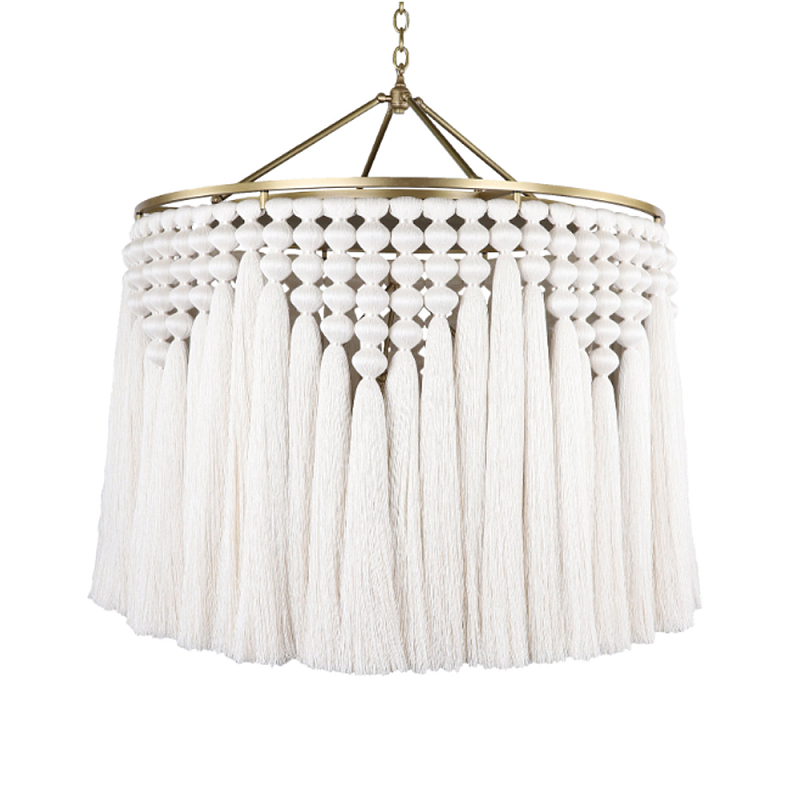 Люстра белая плетеная с кисточками Boho Tassel Chandelier Белый Латунь Люстра белая плетеная с кисточками Boho Tassel Chandelier Белый Латунь в Воронеже | Loft Concept