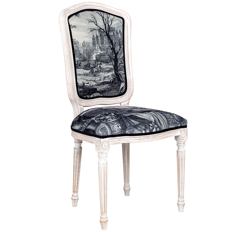 Стул Madrid Castle Stool Черно-белый Белый винтажная патина Стул Madrid Castle Stool Черно-белый Белый винтажная патина в Воронеже | Loft Concept