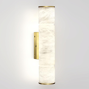 Бра с цилиндрическим плафоном из белого алебастра на прямоугольном основании Латунь Cryptocrystalline Stone