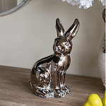 Статуэтка заяц из текстурированной терракоты и покрытый глянцевой краской под бронзу Rabbit Charm  варинант исполнения - 5 | Loft Concept в Воронеже