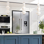 Подвесной светильник белого цвета с тремя геометрическими плафонами Alora Mood варинант исполнения - 12 | Loft Concept в Воронеже