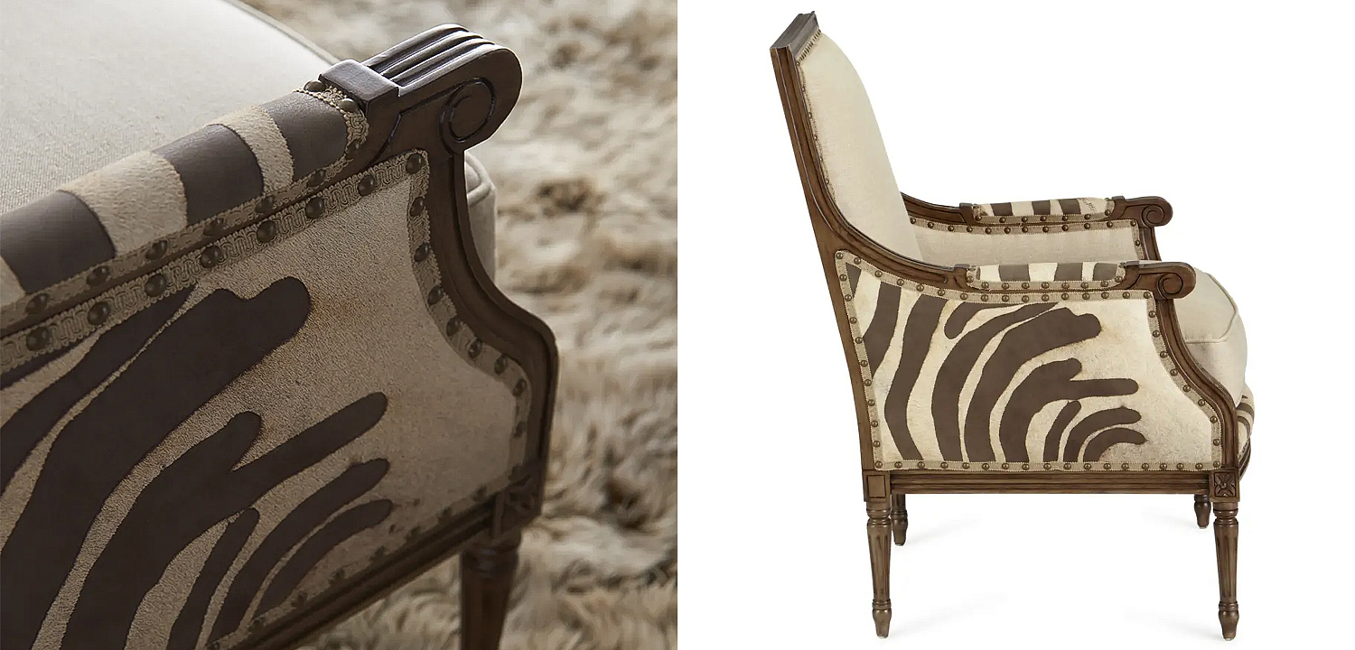 Кресло Massoud Annie Zebra Washed Leather Linen Chair Кресло Massoud Annie Zebra Washed Leather Linen Chair - Loft-Concept в Воронеже