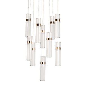 Люстра каскадная с прозрачными цилиндрическими плафонами Jenae Glass Tube Lighting