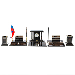 Настольный письменный набор с часами из природного камня обсидиана Team leader варинант исполнения - 1 | Loft Concept в Воронеже