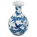 Ваза с мотивами цветущего сада с попугаями Blue Vase Inspired by Nature варинант исполнения - 1 | Loft Concept в Воронеже